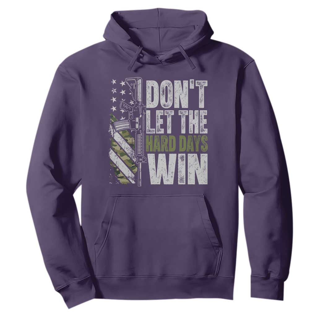 Don't Let The Hard Days Win Hoodie Inspirational Mental Health Gun Camo American Flag TS11 Purple Print Your Wear
