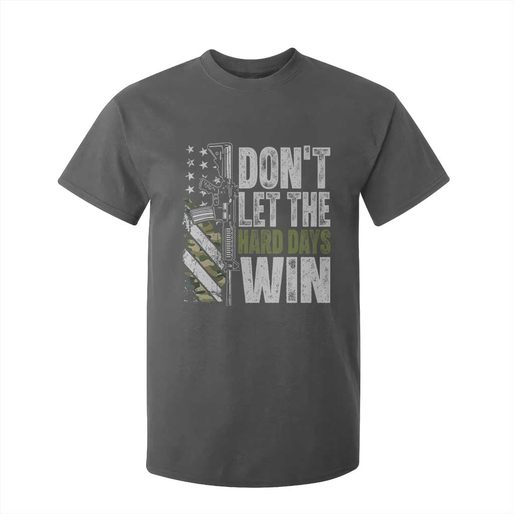 Don't Let The Hard Days Win T Shirt For Kid Inspirational Mental Health Gun Camo American Flag TS11 Dark Heather Print Your Wear