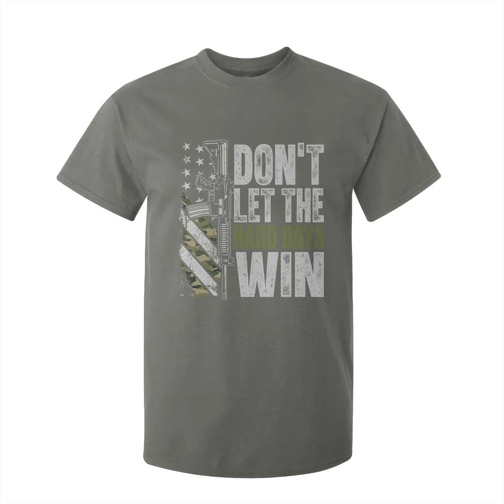 Don't Let The Hard Days Win T Shirt For Kid Inspirational Mental Health Gun Camo American Flag TS11 Military Green Print Your Wear