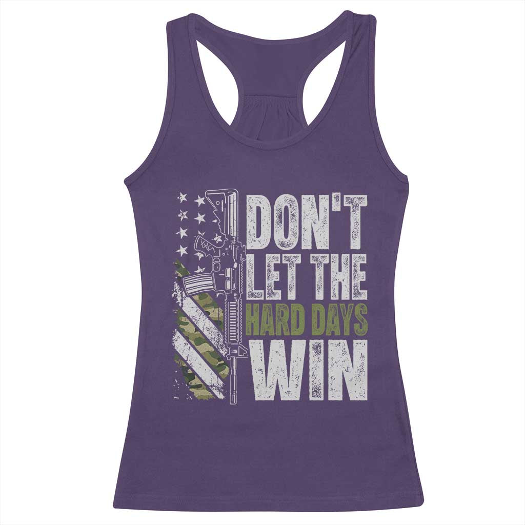 Don't Let The Hard Days Win Racerback Tank Top Inspirational Mental Health Gun Camo American Flag TS11 Purple Print Your Wear
