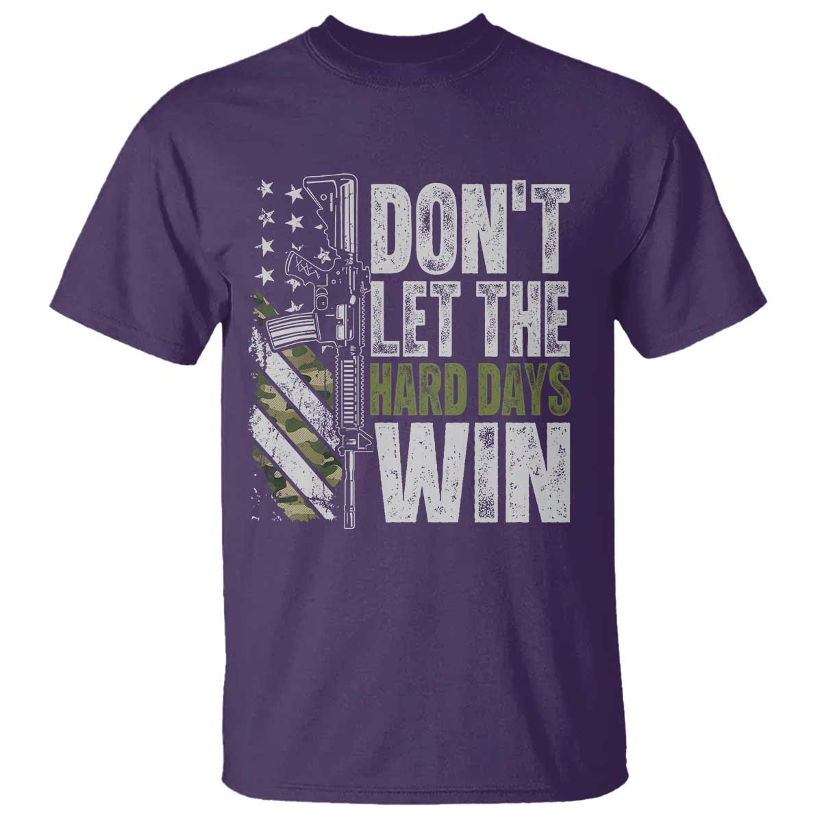 Don't Let The Hard Days Win T Shirt Inspirational Mental Health Gun Camo American Flag TS11 Purple Print Your Wear