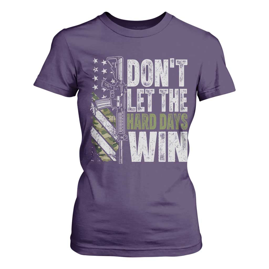 Don't Let The Hard Days Win T Shirt For Women Inspirational Mental Health Gun Camo American Flag TS11 Purple Print Your Wear