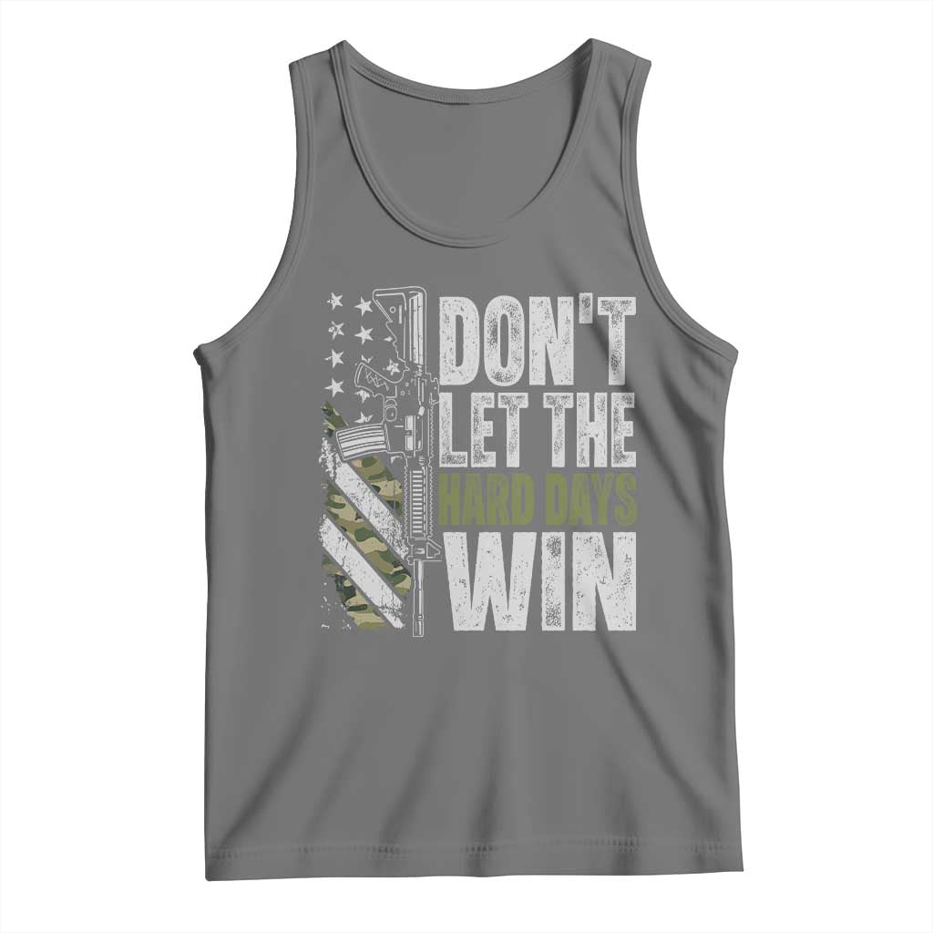 Don't Let The Hard Days Win Tank Top Inspirational Mental Health Gun Camo American Flag TS11 Black Heather Print Your Wear