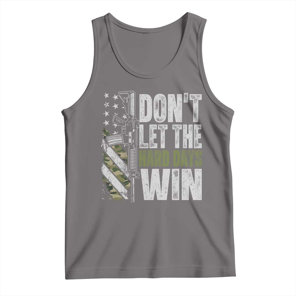 Don't Let The Hard Days Win Tank Top Inspirational Mental Health Gun Camo American Flag TS11 Deep Heather Print Your Wear