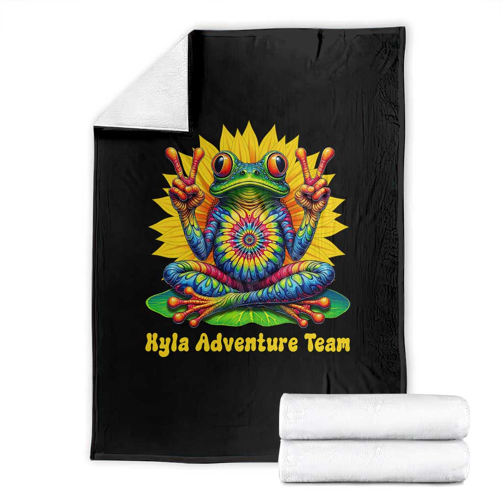 Personalized Tie Dye Hippie Frog Name Throw Blanket Custom Text Peace Sign Hippie Sunflower TS11 Black Print Your Wear