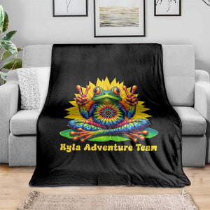 Personalized Tie Dye Hippie Frog Name Throw Blanket Custom Text Peace Sign Hippie Sunflower TS11 Print Your Wear