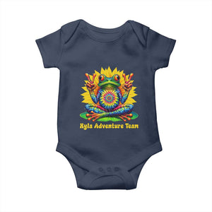 Personalized Tie Dye Hippie Frog Name Baby Onesie Custom Text Peace Sign Hippie Sunflower