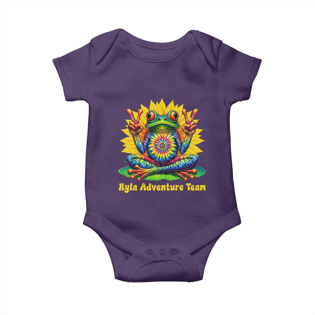 Personalized Tie Dye Hippie Frog Name Baby Onesie Custom Text Peace Sign Hippie Sunflower