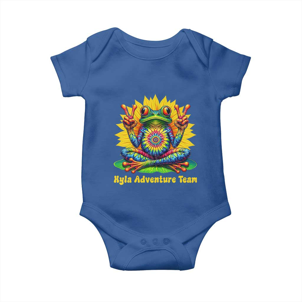Personalized Tie Dye Hippie Frog Name Baby Onesie Custom Text Peace Sign Hippie Sunflower