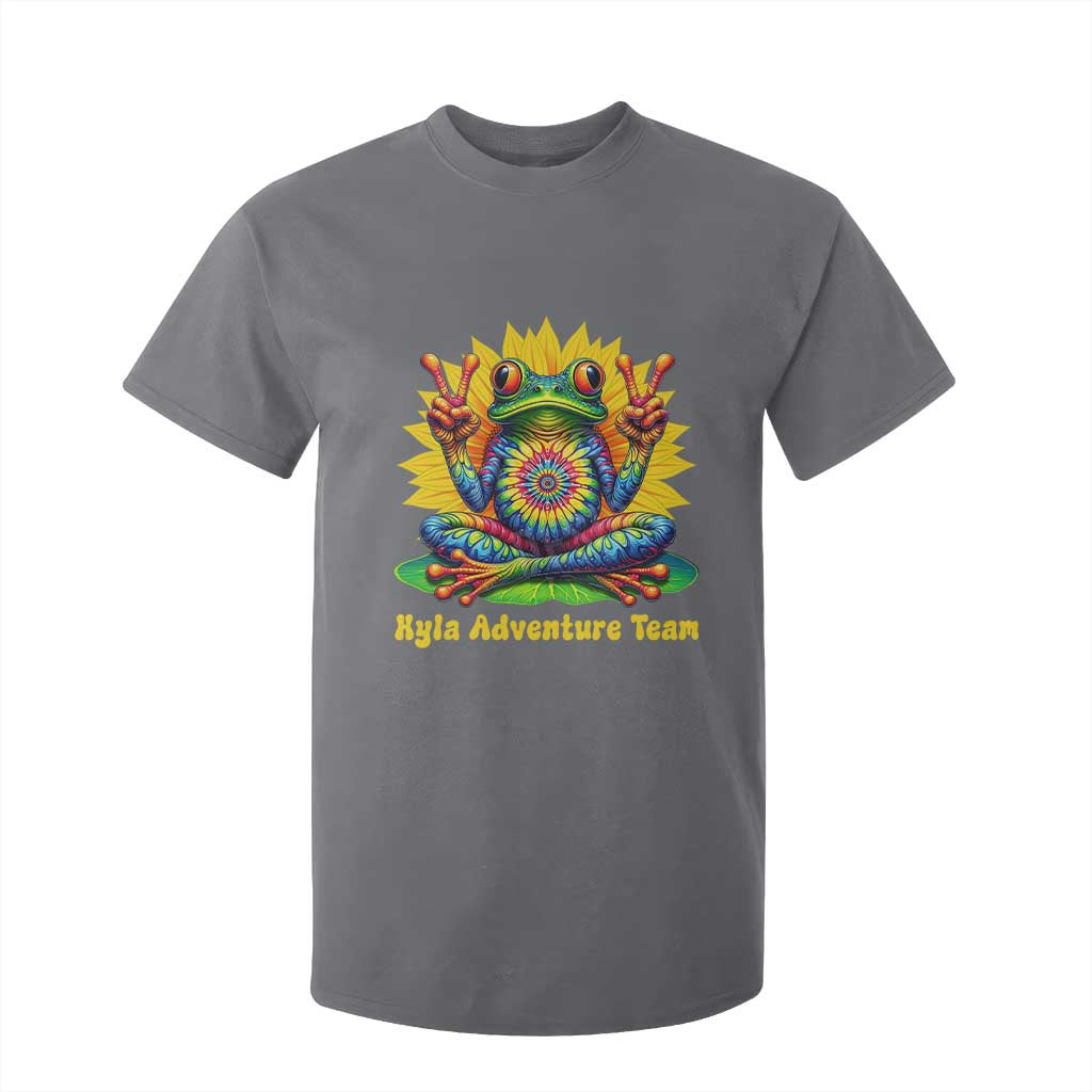 Personalized Tie Dye Hippie Frog Name T Shirt For Kid Custom Text Peace Sign Hippie Sunflower TS11 Charcoal Print Your Wear