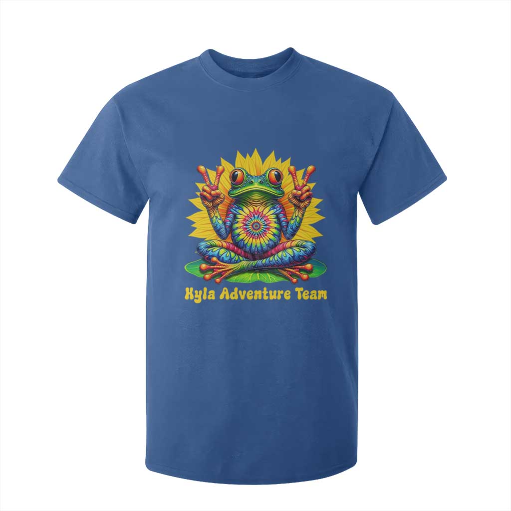Personalized Tie Dye Hippie Frog Name T Shirt For Kid Custom Text Peace Sign Hippie Sunflower TS11 Royal Blue Print Your Wear