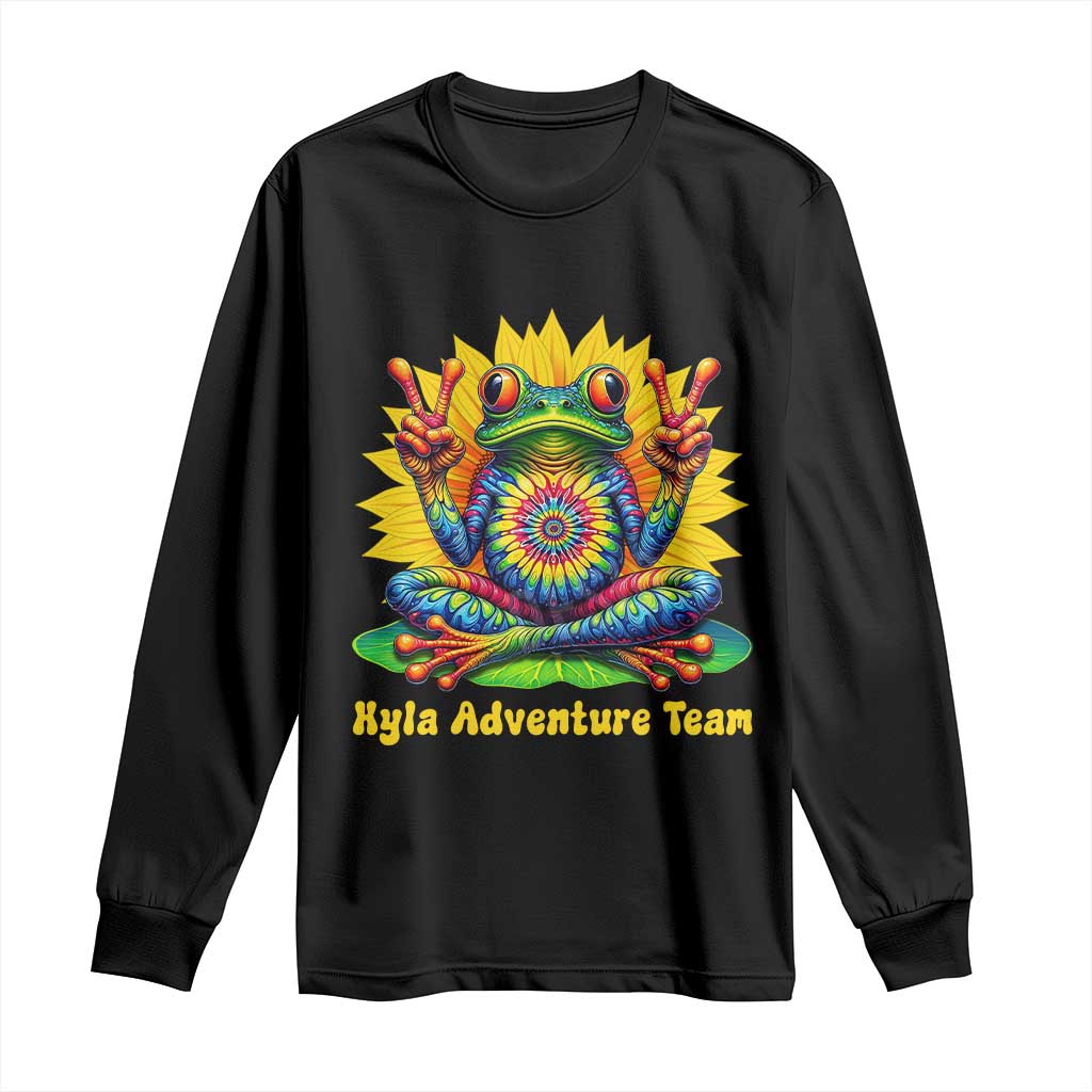 Personalized Tie Dye Hippie Frog Name Long Sleeve Shirt Custom Text Peace Sign Hippie Sunflower TS11 Black Print Your Wear