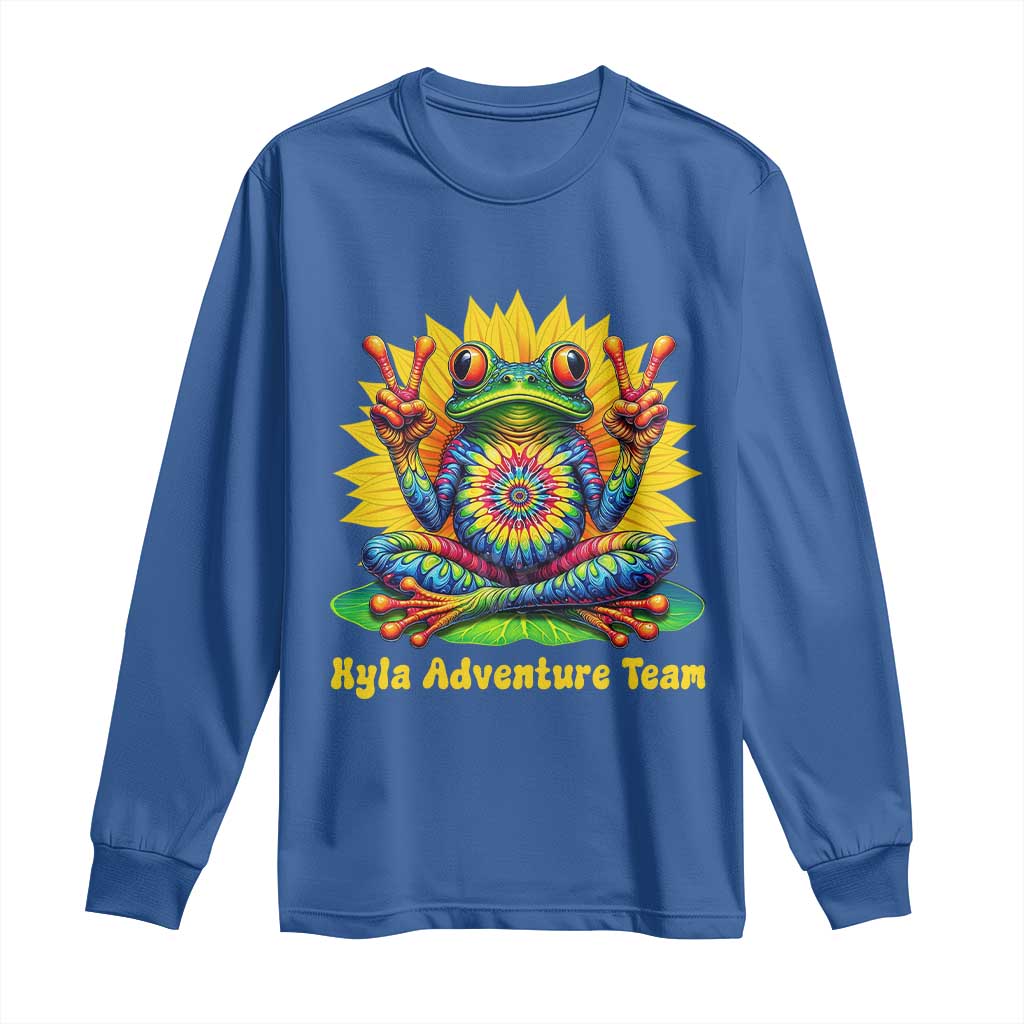 Personalized Tie Dye Hippie Frog Name Long Sleeve Shirt Custom Text Peace Sign Hippie Sunflower TS11 Royal Blue Print Your Wear
