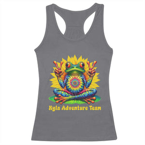 Personalized Tie Dye Hippie Frog Name Racerback Tank Top Custom Text Peace Sign Hippie Sunflower TS11 Charcoal Print Your Wear