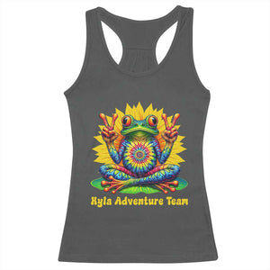 Personalized Tie Dye Hippie Frog Name Racerback Tank Top Custom Text Peace Sign Hippie Sunflower TS11 Dark Heather Print Your Wear