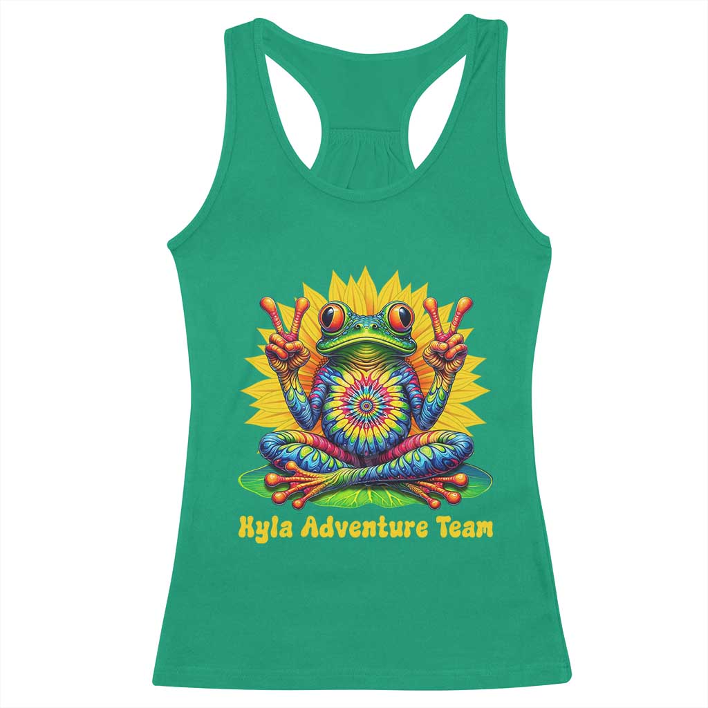 Personalized Tie Dye Hippie Frog Name Racerback Tank Top Custom Text Peace Sign Hippie Sunflower TS11 Irish Green Print Your Wear