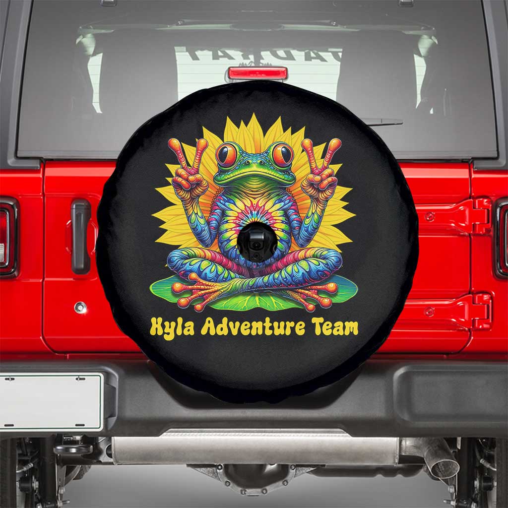 Personalized Tie Dye Hippie Frog Name Spare Tire Cover Custom Text Peace Sign Hippie Sunflower TS11 Black Print Your Wear