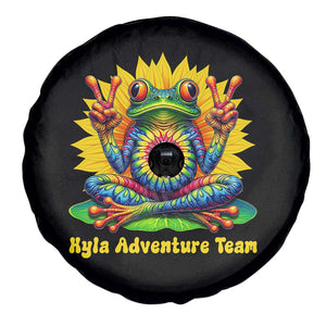 Personalized Tie Dye Hippie Frog Name Spare Tire Cover Custom Text Peace Sign Hippie Sunflower TS11 Print Your Wear
