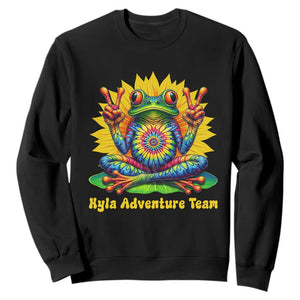 Personalized Tie Dye Hippie Frog Name Sweatshirt Custom Text Peace Sign Hippie Sunflower TS11 Black Print Your Wear