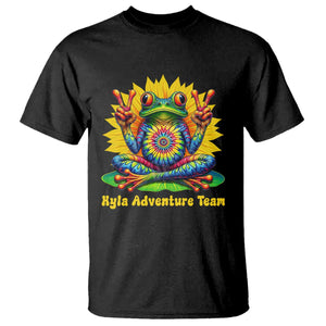 Personalized Tie Dye Hippie Frog Name T Shirt Custom Text Peace Sign Hippie Sunflower TS11 Black Print Your Wear