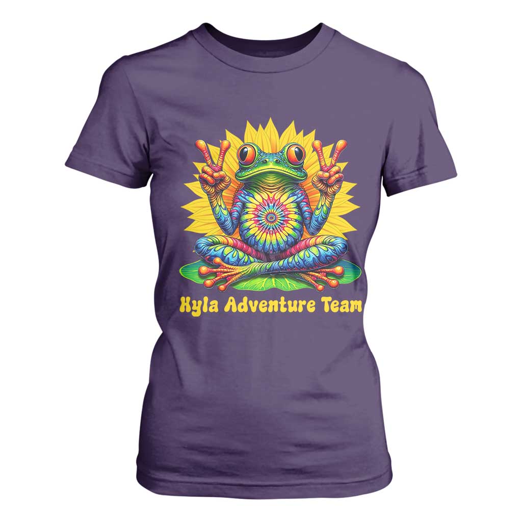Personalized Tie Dye Hippie Frog Name T Shirt For Women Custom Text Peace Sign Hippie Sunflower TS11 Purple Print Your Wear
