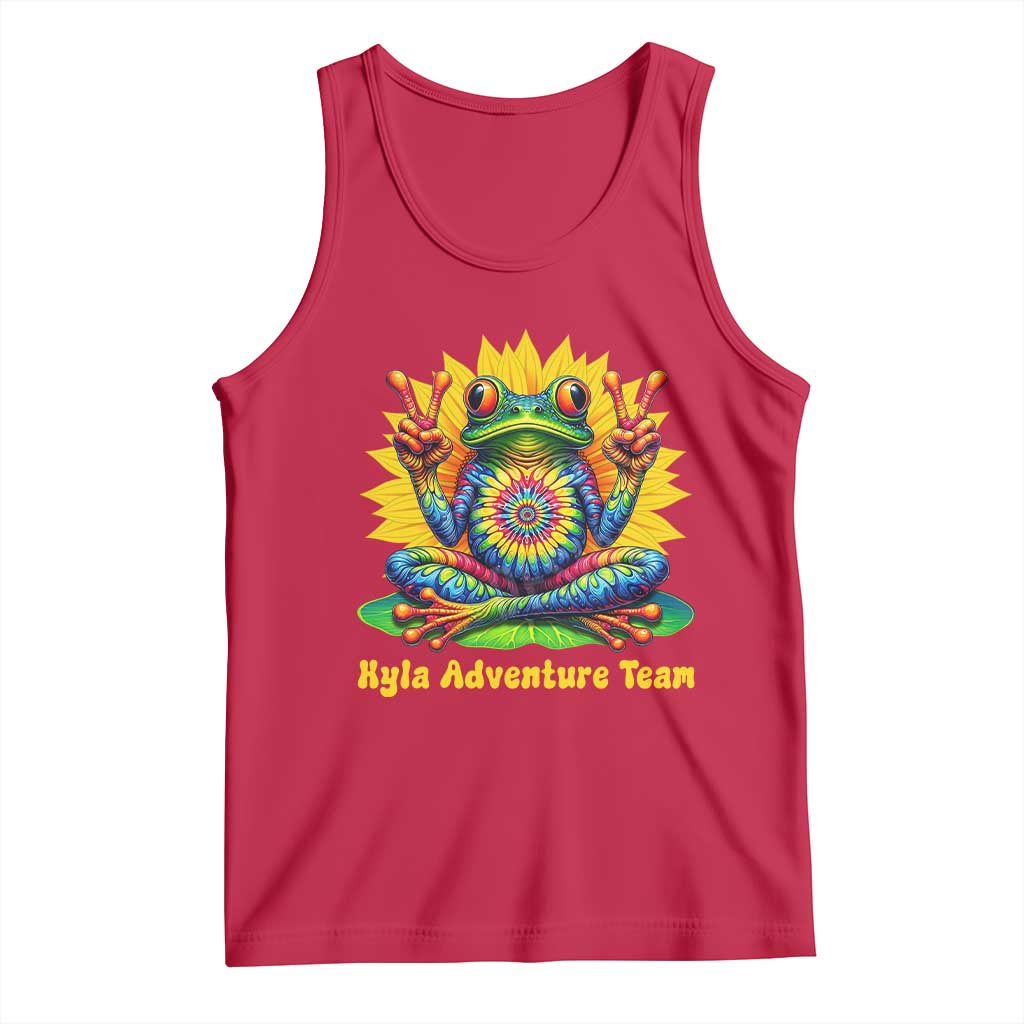 Personalized Tie Dye Hippie Frog Name Tank Top Custom Text Peace Sign Hippie Sunflower TS11 Red Print Your Wear