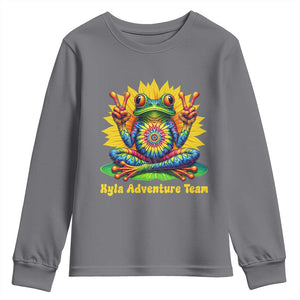 Personalized Tie Dye Hippie Frog Name Youth Sweatshirt Custom Text Peace Sign Hippie Sunflower TS11 Charcoal Print Your Wear