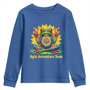 Personalized Tie Dye Hippie Frog Name Youth Sweatshirt Custom Text Peace Sign Hippie Sunflower TS11 Royal Blue Print Your Wear