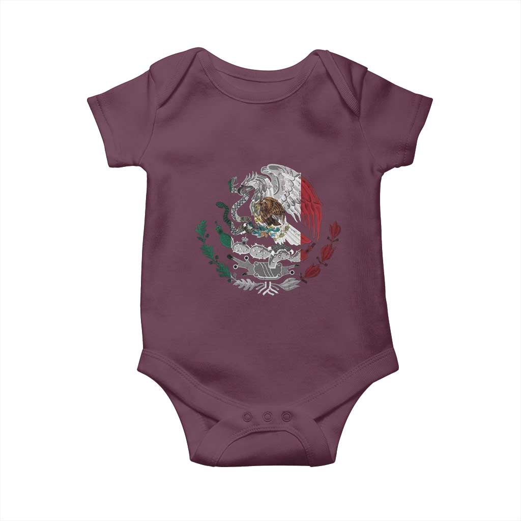 Mexico Coat Of Arms Mexican Flag Seal Symbol Baby Onesie TS11 Maroon Print Your Wear