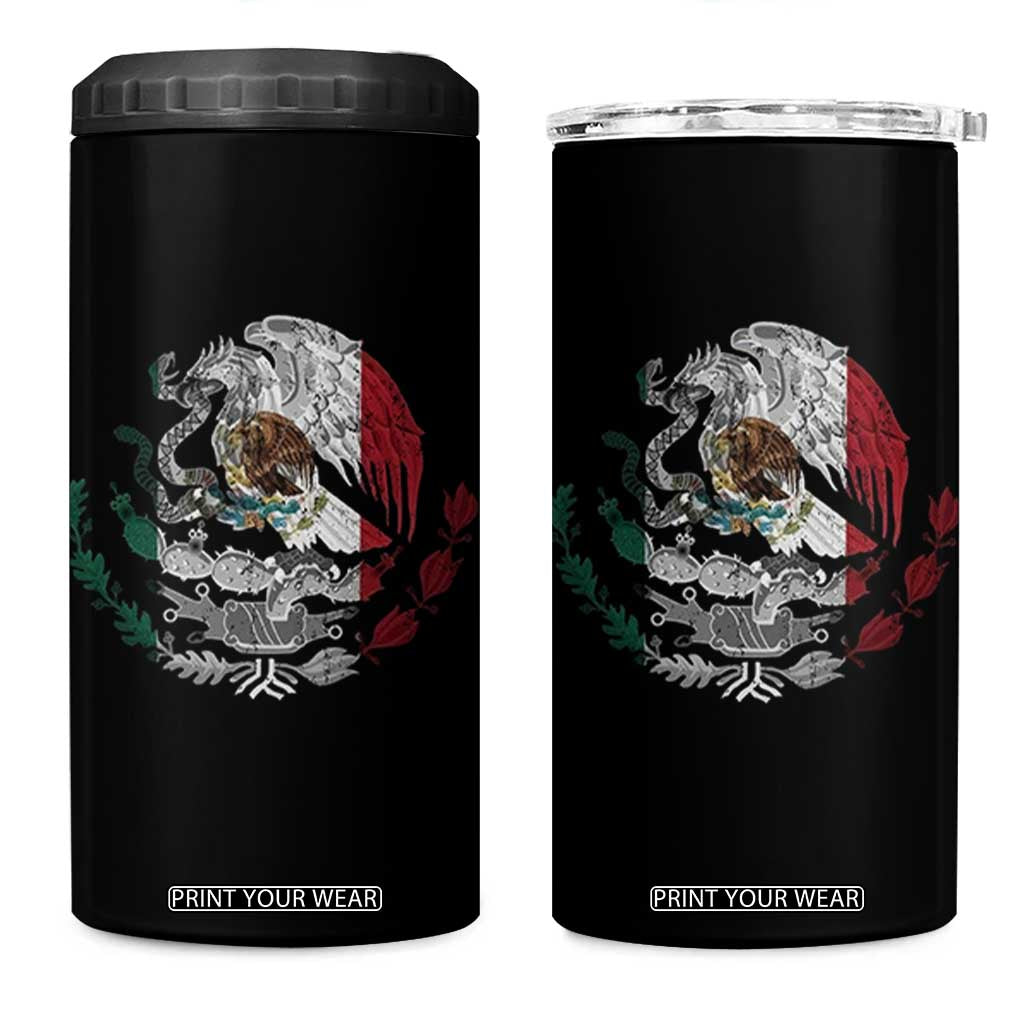 Mexico Coat Of Arms Mexican Flag Seal Symbol 4 in 1 Can Cooler Tumbler TS11 One Size: 16 oz Black Print Your Wear