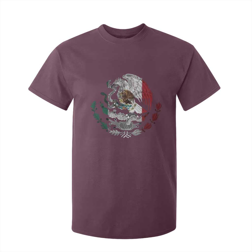 Mexico Coat Of Arms Mexican Flag Seal Symbol T Shirt For Kid TS11 Maroon Print Your Wear
