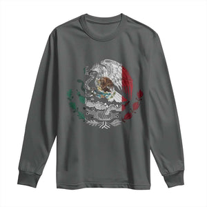 Mexico Coat Of Arms Mexican Flag Seal Symbol Long Sleeve Shirt TS11 Dark Heather Print Your Wear