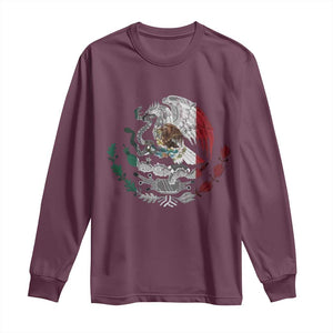 Mexico Coat Of Arms Mexican Flag Seal Symbol Long Sleeve Shirt TS11 Maroon Print Your Wear