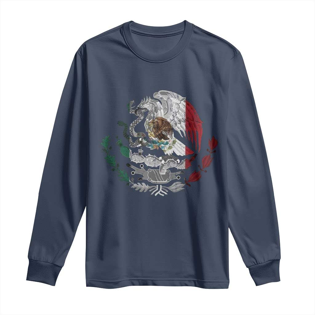 Mexico Coat Of Arms Mexican Flag Seal Symbol Long Sleeve Shirt TS11 Navy Print Your Wear