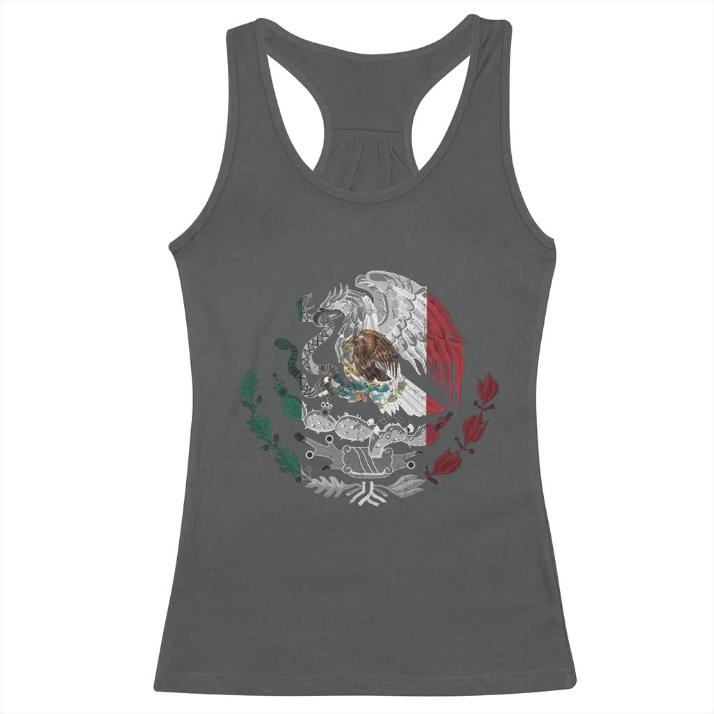 Mexico Coat Of Arms Mexican Flag Seal Symbol Racerback Tank Top TS11 Dark Heather Print Your Wear