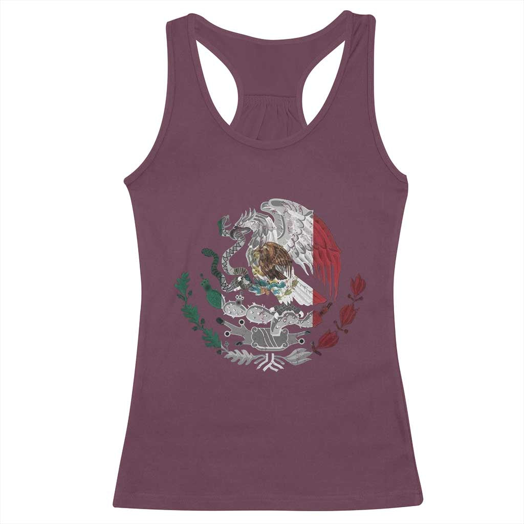 Mexico Coat Of Arms Mexican Flag Seal Symbol Racerback Tank Top TS11 Maroon Print Your Wear