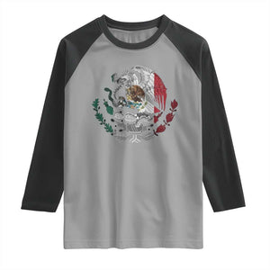 Mexico Coat Of Arms Mexican Flag Seal Symbol Raglan Shirt TS11 Sport Gray Black Print Your Wear
