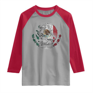 Mexico Coat Of Arms Mexican Flag Seal Symbol Raglan Shirt TS11 Sport Gray Red Print Your Wear