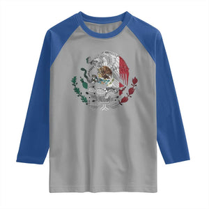 Mexico Coat Of Arms Mexican Flag Seal Symbol Raglan Shirt TS11 Sport Gray Royal Print Your Wear
