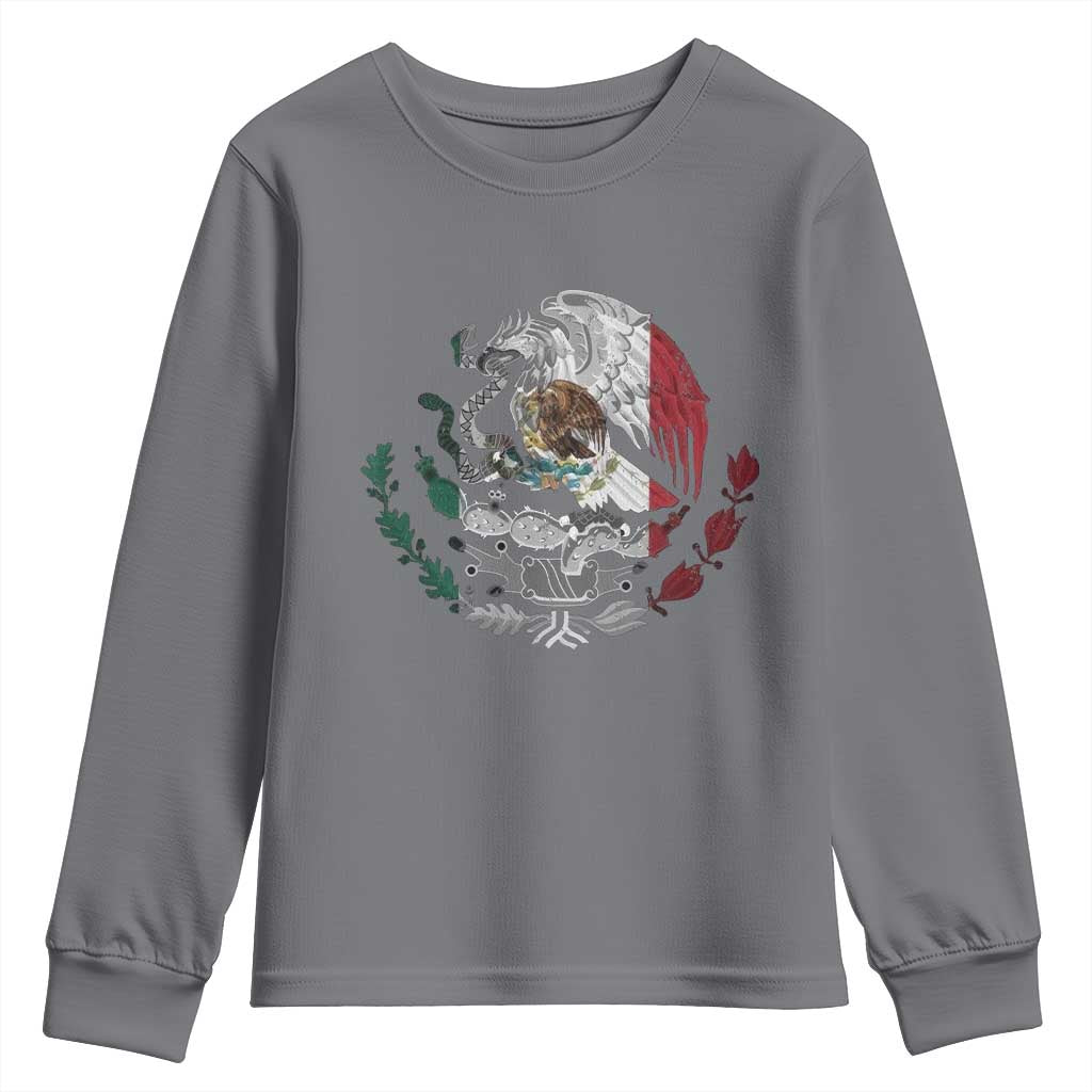 Mexico Coat Of Arms Mexican Flag Seal Symbol Youth Sweatshirt TS11 Charcoal Print Your Wear