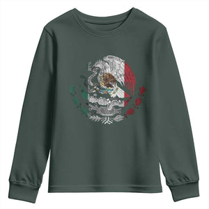 Mexico Coat Of Arms Mexican Flag Seal Symbol Youth Sweatshirt TS11 Dark Forest Green Print Your Wear