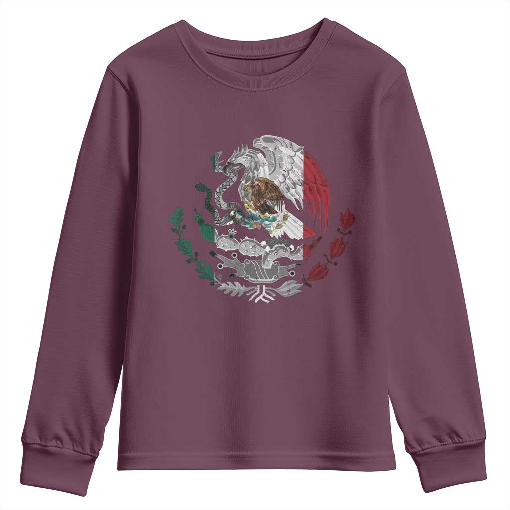 Mexico Coat Of Arms Mexican Flag Seal Symbol Youth Sweatshirt TS11 Maroon Print Your Wear