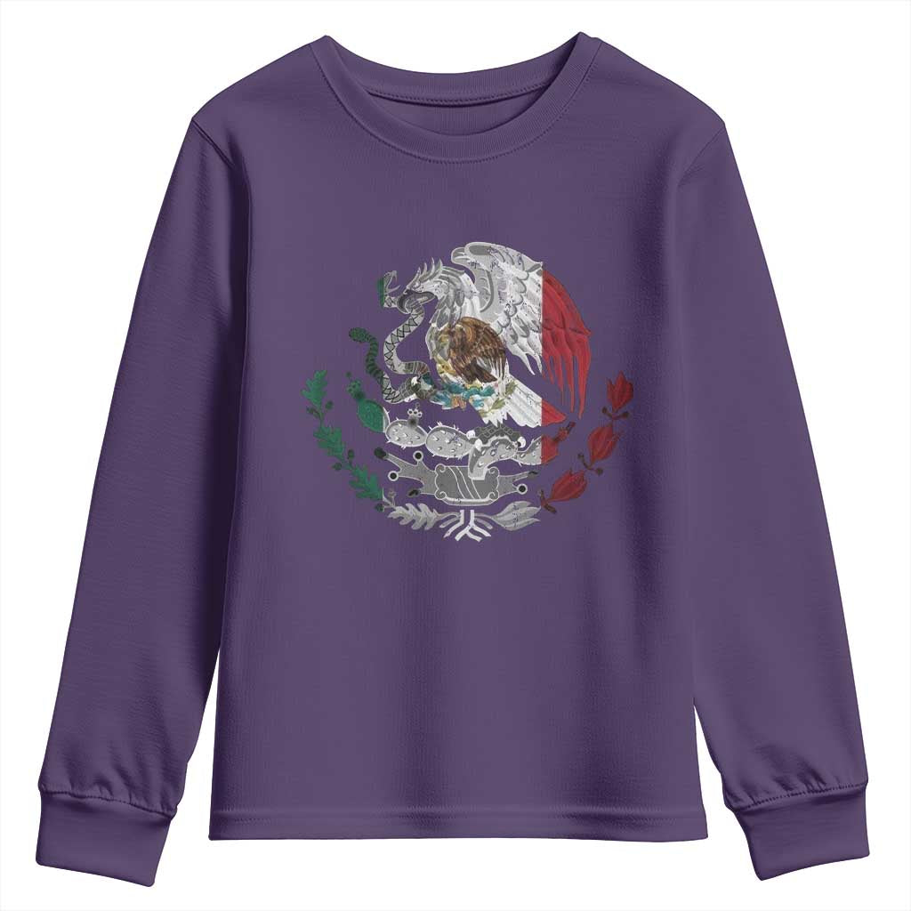 Mexico Coat Of Arms Mexican Flag Seal Symbol Youth Sweatshirt TS11 Purple Print Your Wear