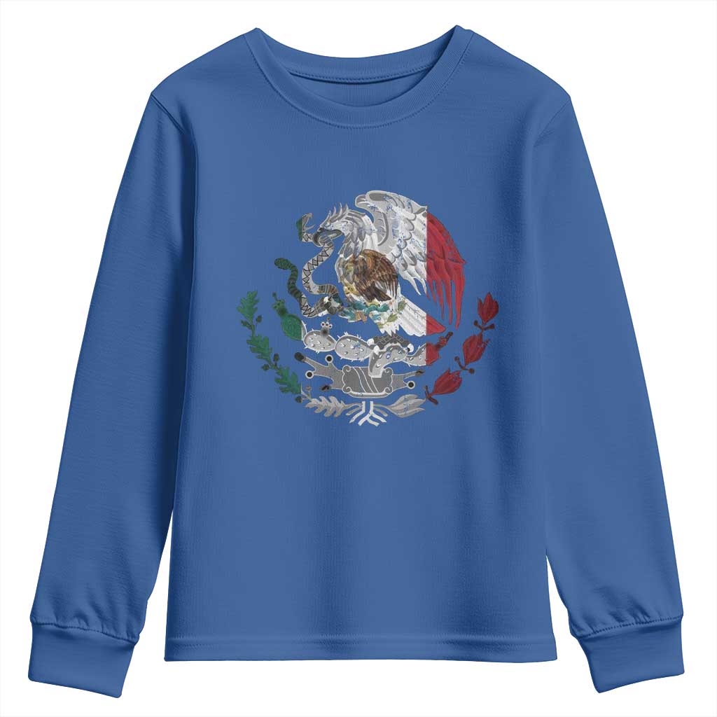 Mexico Coat Of Arms Mexican Flag Seal Symbol Youth Sweatshirt TS11 Royal Blue Print Your Wear