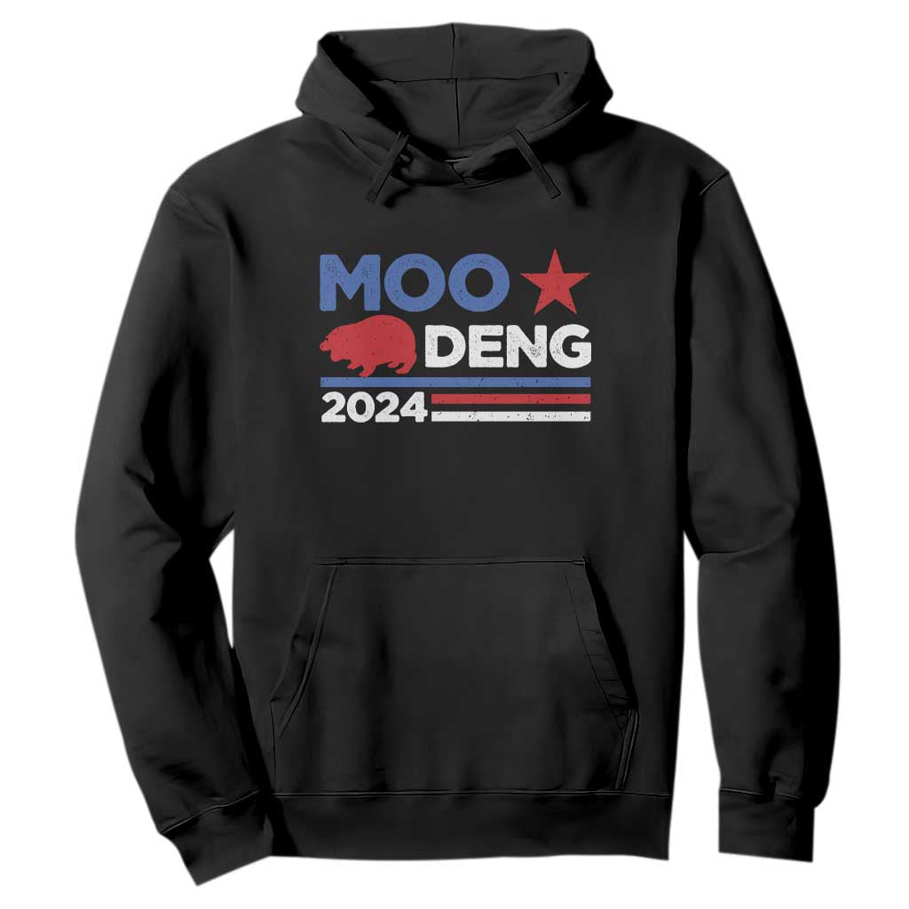 Funny Moo Deng 2024 Hoodie Star Striped TS11 Black Print Your Wear