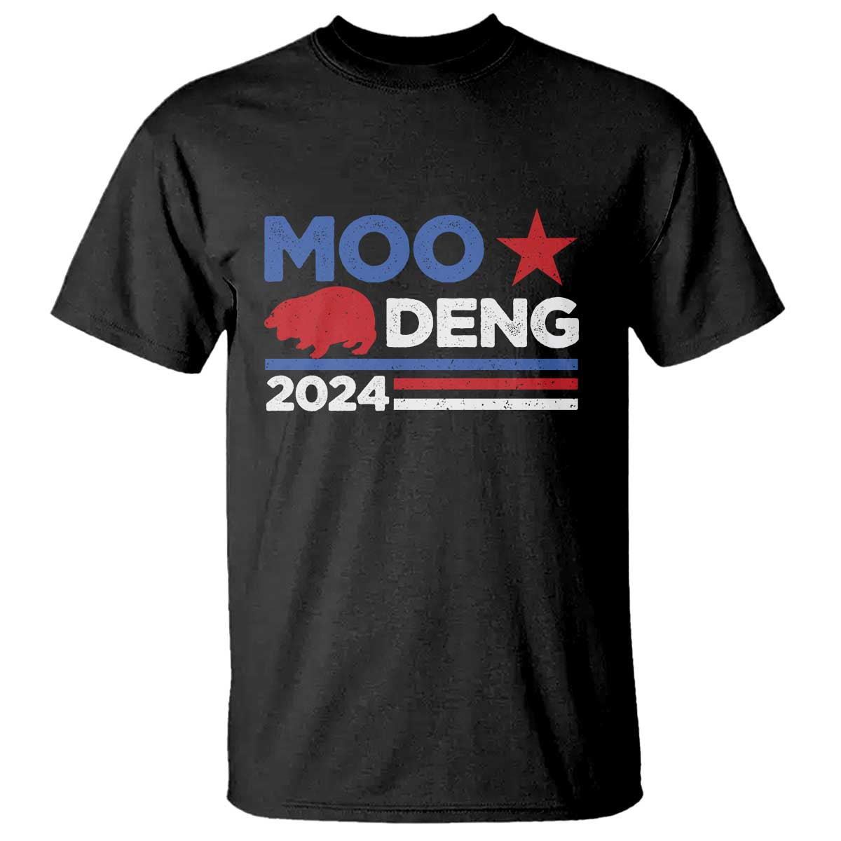 Funny Moo Deng 2024 T Shirt Star Striped TS11 Black Print Your Wear