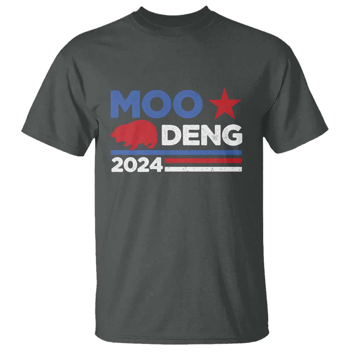 Funny Moo Deng 2024 T Shirt Star Striped TS11 Dark Heather Print Your Wear
