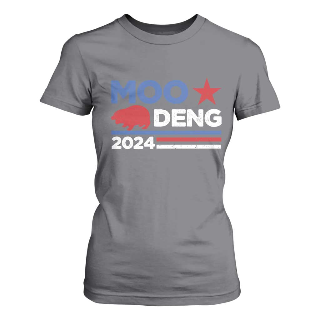 Funny Moo Deng 2024 T Shirt For Women Star Striped TS11 Charcoal Print Your Wear