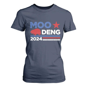 Funny Moo Deng 2024 T Shirt For Women Star Striped TS11 Navy Print Your Wear