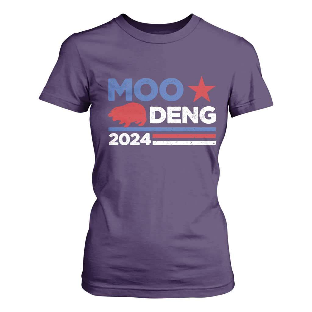 Funny Moo Deng 2024 T Shirt For Women Star Striped TS11 Purple Print Your Wear